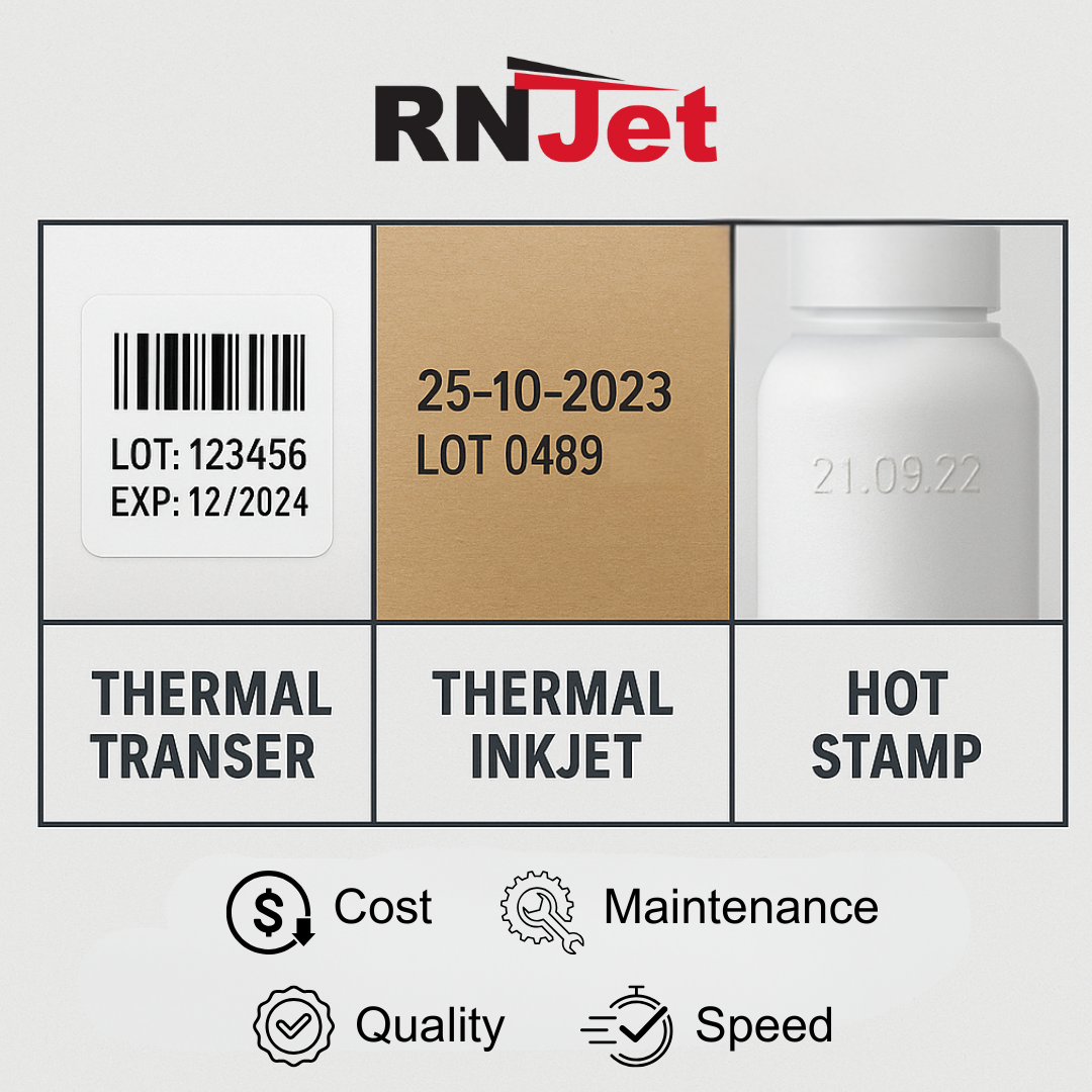 Thermal Transfer vs. Direct Thermal Inkjet vs. Hot Stamping Machines