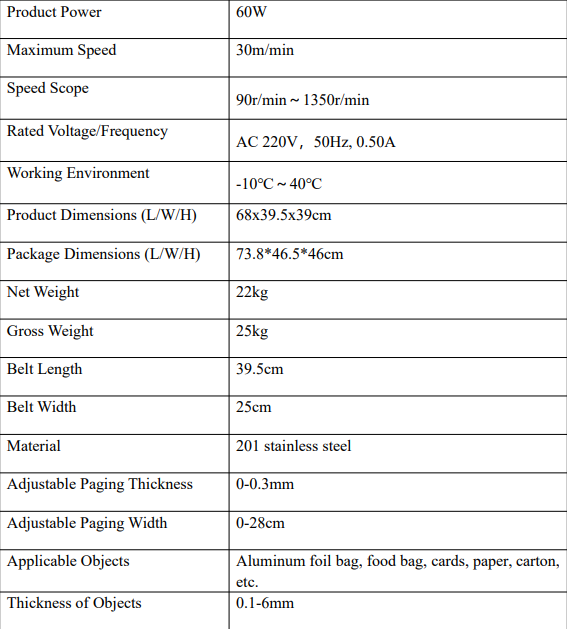 feeder specs