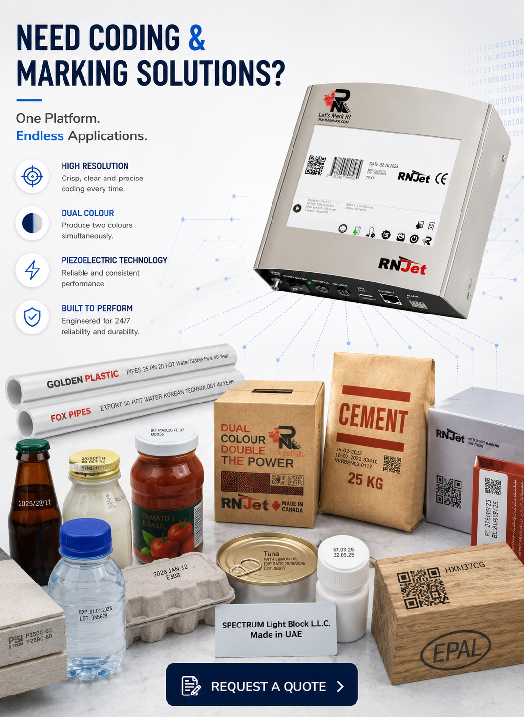 RNJet printing on box